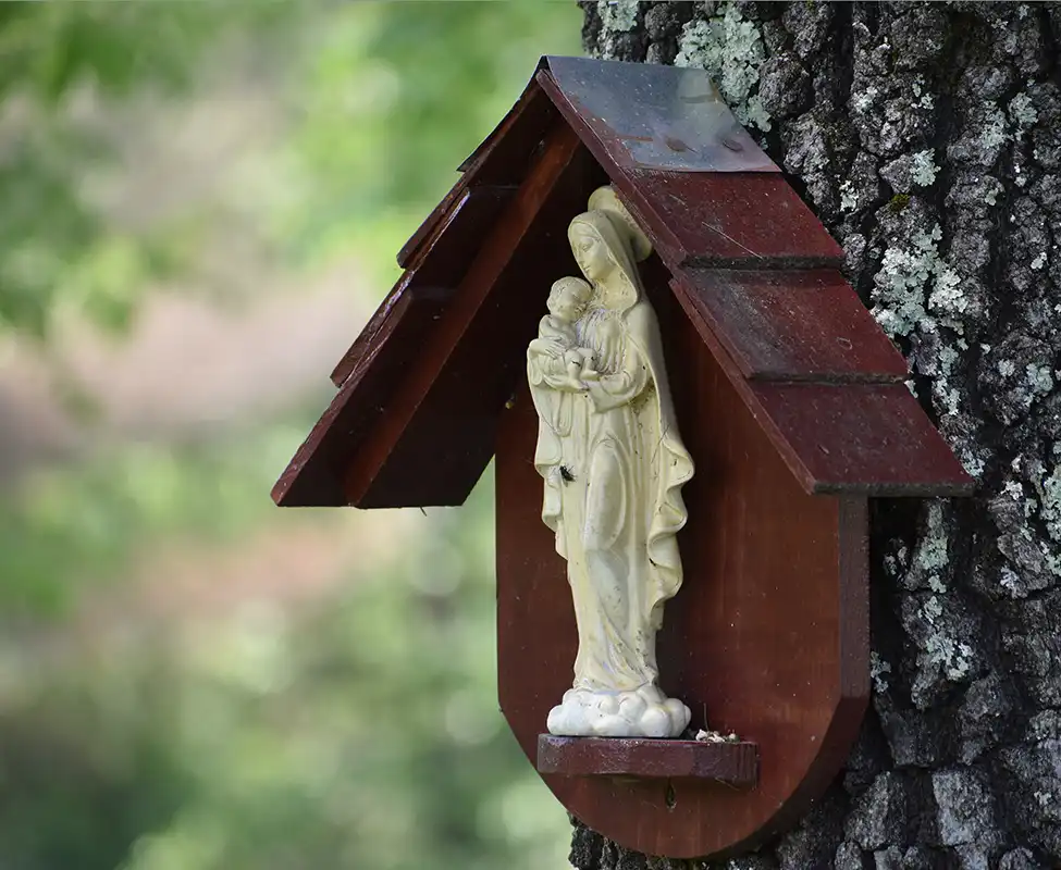 Madonna and Christ on tree