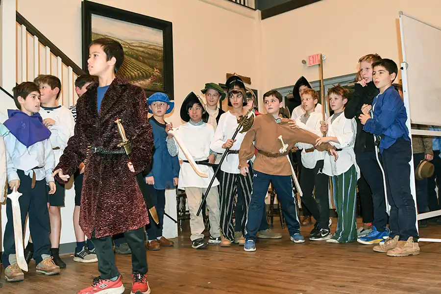 Boys putting on a play