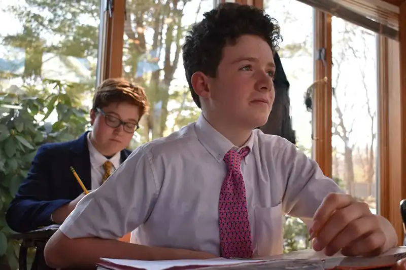 High School male student in class