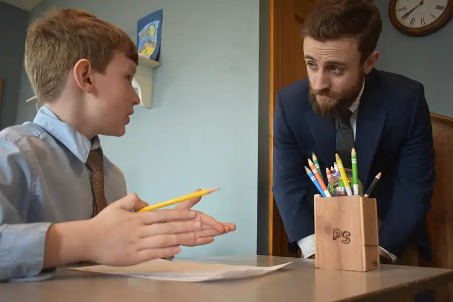 Sparhawk teacher and student speaking