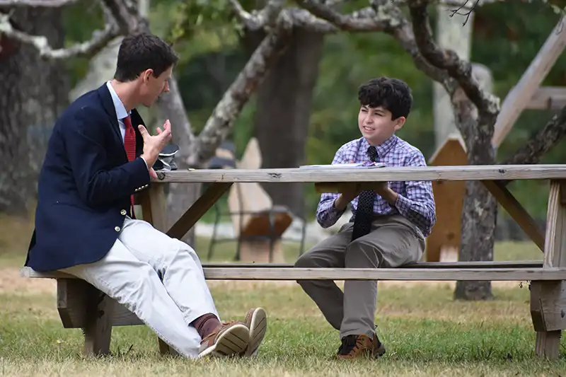 Middle school boys in class at Sparhawk Academy
